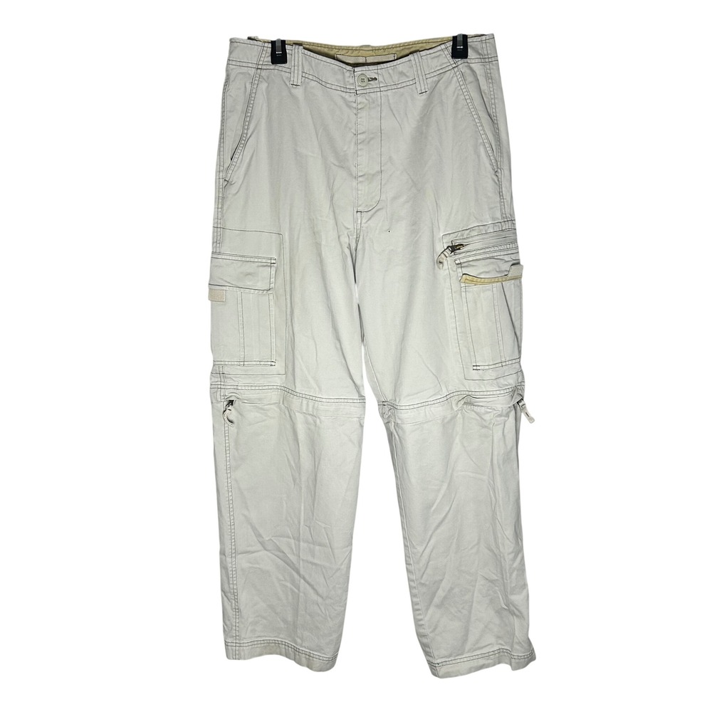 VTG Old Navy Cargo Pants Mens 33x32 Khaki Convertible Zip Off Hiking Utility